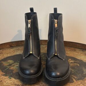 COACH Black Leather Zipper Boots 9.5